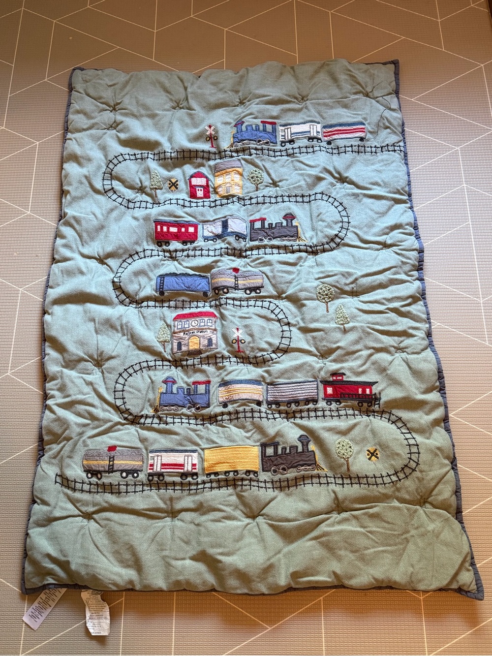 Pottery Barn Kids Heritage Train Comforter Blanket (Crib Sized)